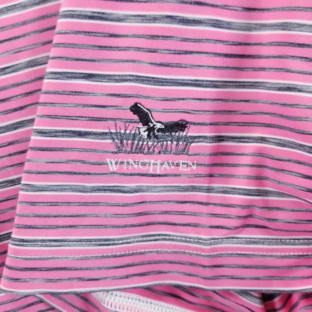 FootJoy Polo Shirt Mens M Pink Stripe Golf Performance Short Sleeve - Picture 4 of 10